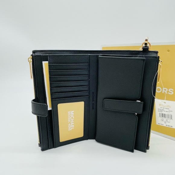 Michael Kors Large Double Zip Wallet Wristlet Black - Picture 6 of 9